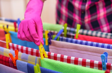 Hang laundry washed on the dryer.の写真素材