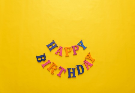 Happy Birthday. Letters on a white background.