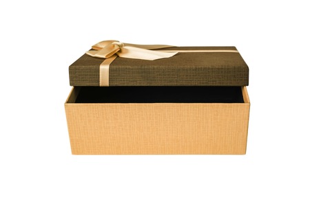 Gift box on a white background. Filmed close-ups.の写真素材
