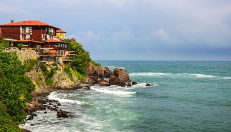Lonely house by the sea. Picture taken after the storm.のeditorial素材