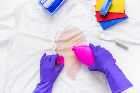 Liquid to remove stains on clothes. Close-up.の写真素材