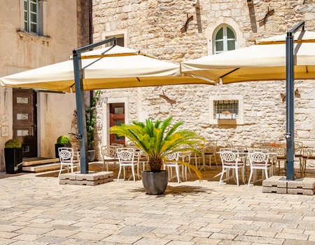 Tables in the restaurant in the open air.の写真素材