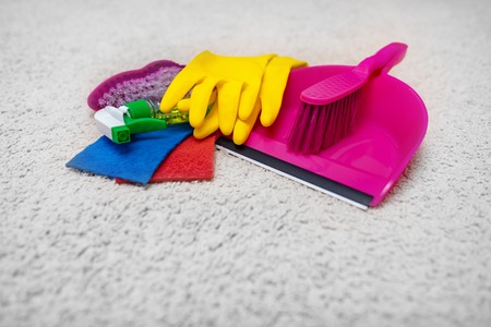 Cleaning and washing the carpet.