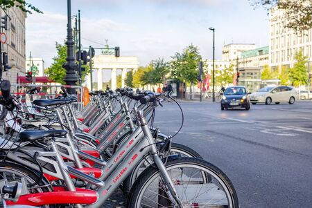 Bicycle rental on city streetsのeditorial素材