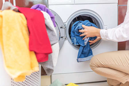 Preparing the wash cycle.の写真素材