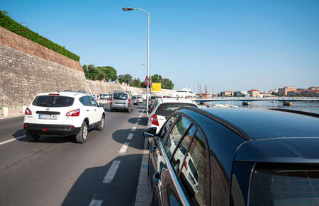 Car traffic on the streets of the city of Zadar, Croatia.