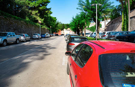 Street parking in the city of Zadar, Croatia.のeditorial素材
