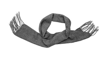 Warm winter scarf on a white background.の写真素材