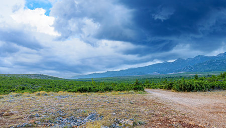 Thunderclouds are gathering over the mountains.