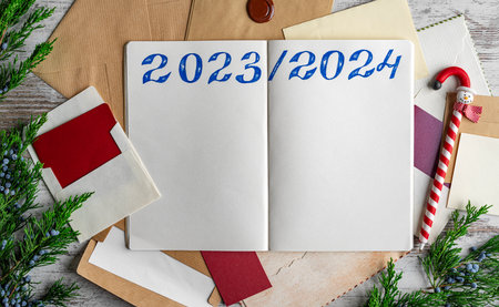 New Years correspondence on the table.