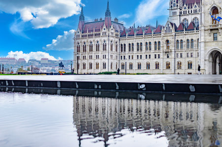 Square in front of the Parliament in Budapest.のeditorial素材