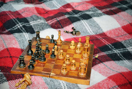 Chess on a mat. horizontalの写真素材