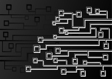 abstract technological vector illustration, black and white lines and layersのイラスト素材