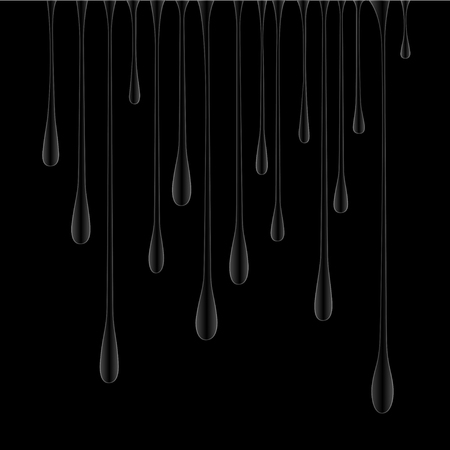 Silhouettes of transparent drops drip down the black surface, square patternのイラスト素材