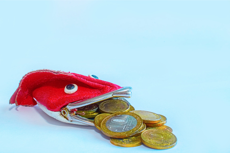 coins Russian 10 roubles fall out of the wallet-fishの写真素材