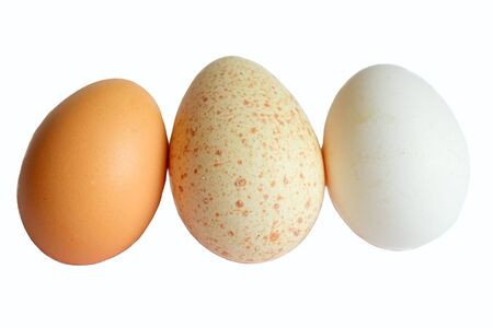 three eggs isolated on white background