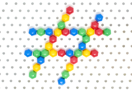 the hashtag symbol assembled of colorful mosaic