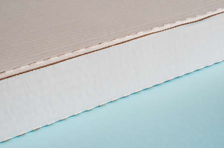 One white cardboard pizza box close up