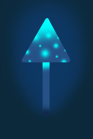 Magical glowing poisonous mushroom with spots on the cap. Bitmap illustration, vertical format