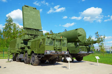 Russia. Moscow oblast. Patriot Park. May 22, 2021 30N6 radar and 5T92 transport-loading vehicle at...