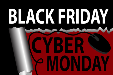 Black friday and cyber monday banner, poster layout design template illustration.のイラスト素材