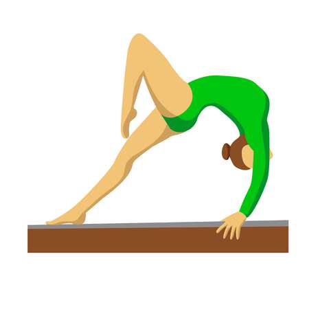 Artistic Gymnastics Balance Beam Athletes. Vector illustration. Women s gymnastics.のイラスト素材