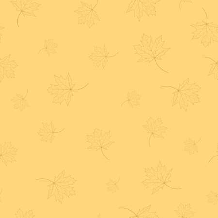 Seamless pattern maple leaves contours on a beige background.のイラスト素材