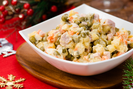 Russian Salad Olivie. Christmas. Tradition. New Year.の写真素材