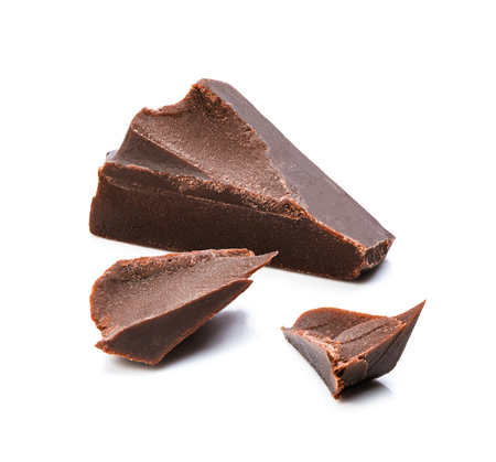 Chocolate pieces isolated on white background with clipping path.の写真素材