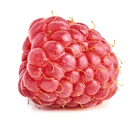 Ripe raspberry isolated on white background. Macro photography with great depth of field. DoF .の写真素材