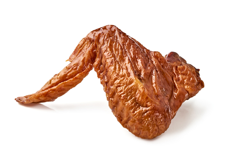 Smoked chicken wing isolated over white background.の写真素材