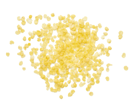 Millet flakes isolated on white bacground. Top view.の写真素材