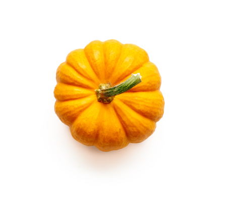 Decorative pumpkin isolated on white background. Top view.の写真素材