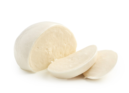 Sliced Mozzarella Buffalo isolated on white backgroundの写真素材