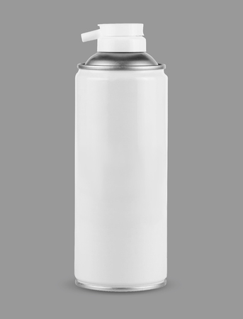 Spray bottle isolated on gray backgroundの写真素材
