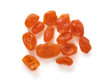 Dried orange kumquat isolated on white background. Top view.の写真素材