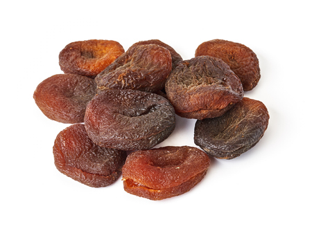 Sun dried apricots isolated on white background.の写真素材