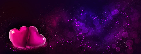 Valentines Day background, abstract Hearts Holiday Backdrop, Glittering Bokeh Effect.の写真素材