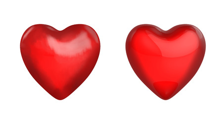 Two red Heart isolated on white background. Hand draw.の写真素材