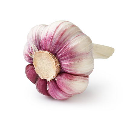 Fresh garlic isolated on white backgroundの写真素材