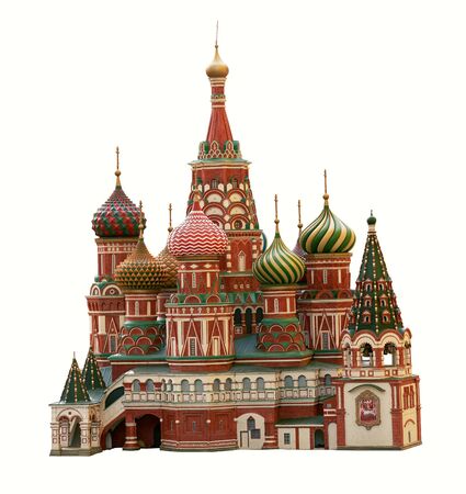 Moscow St. Basils Cathedral isolated on white backgroundの写真素材