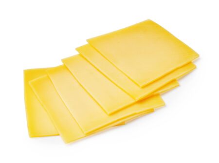 Ð¡heese slices isolated on white backgroundの写真素材