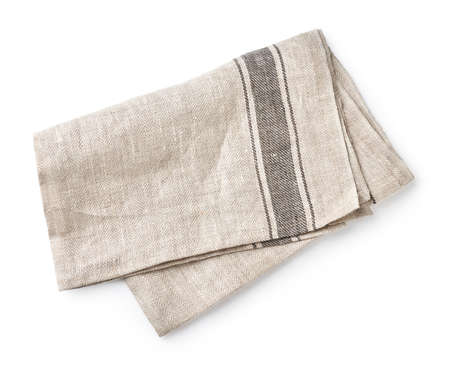 Kitchen grey cloth isolated on white background. Top view of napkin.の写真素材