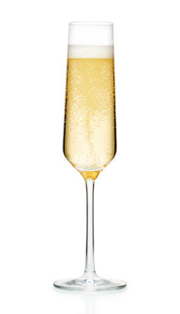 Glass of champagne isolated on whiteの写真素材