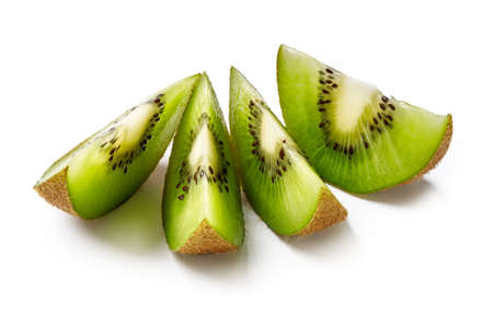 Sliced kiwi fruit isolated on white background.の写真素材