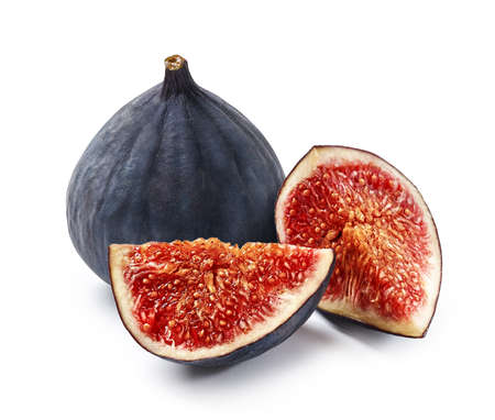 Fig fruit isolated on white background. Slices of fig fruit.の写真素材