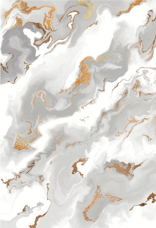Gray marble canvas abstract painting background with gold line texture. Gray liquid background.のイラスト素材
