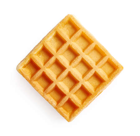Waffle isolated on white background. Top view of waffle.の写真素材