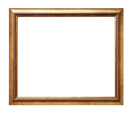 Golden picture frame isolated on white background.の写真素材
