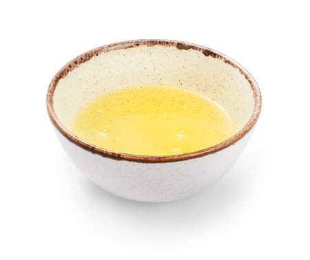 Bowl of egg whites isolated.の写真素材
